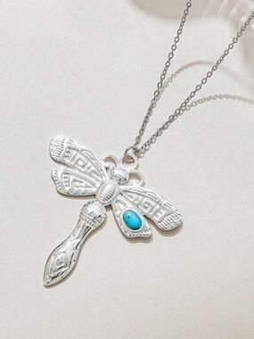 Silver Dragonfly Necklace S1461